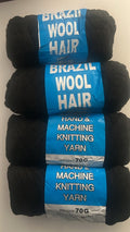 Black Brazilian Wool Hair – 4 Pcs | 100% Acrylic Braiding & Knitting Yarn