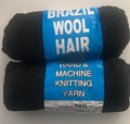 Black Brazilian Wool Hair – 2 Pcs | 100% Acrylic Braiding & Knitting Yarn