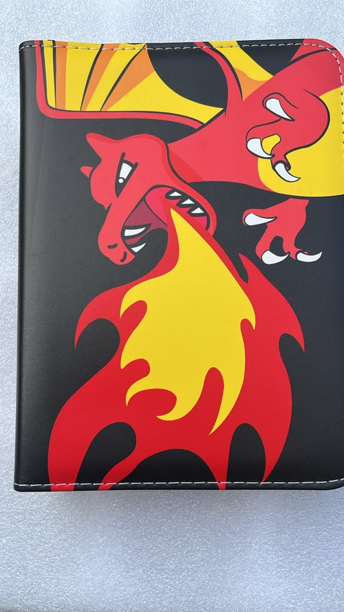 Charizard 4-ring binder black cover with fire design
