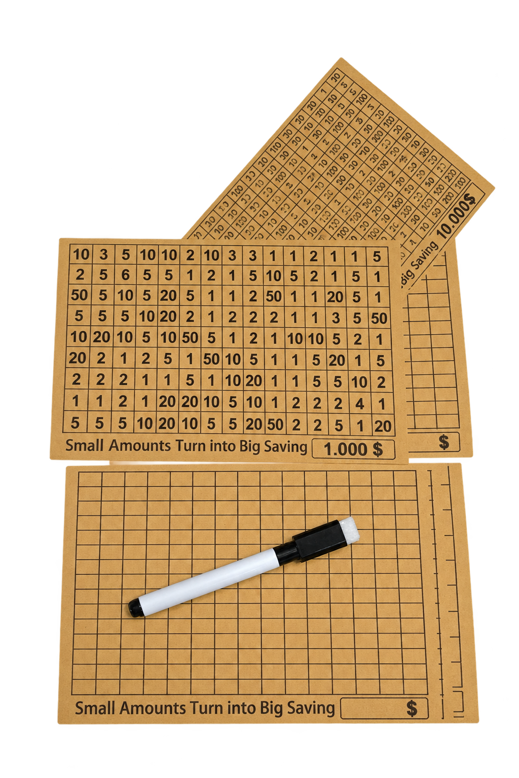 Savings challenge cards and marker with background removed
