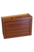 Wooden savings box alternate view with background removed