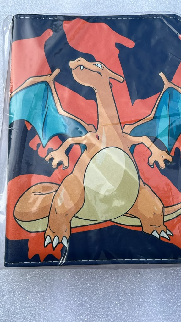 Fire Poké Ball starters 4-ring binder red and white with flaming Poké Ball and starter silhouettes