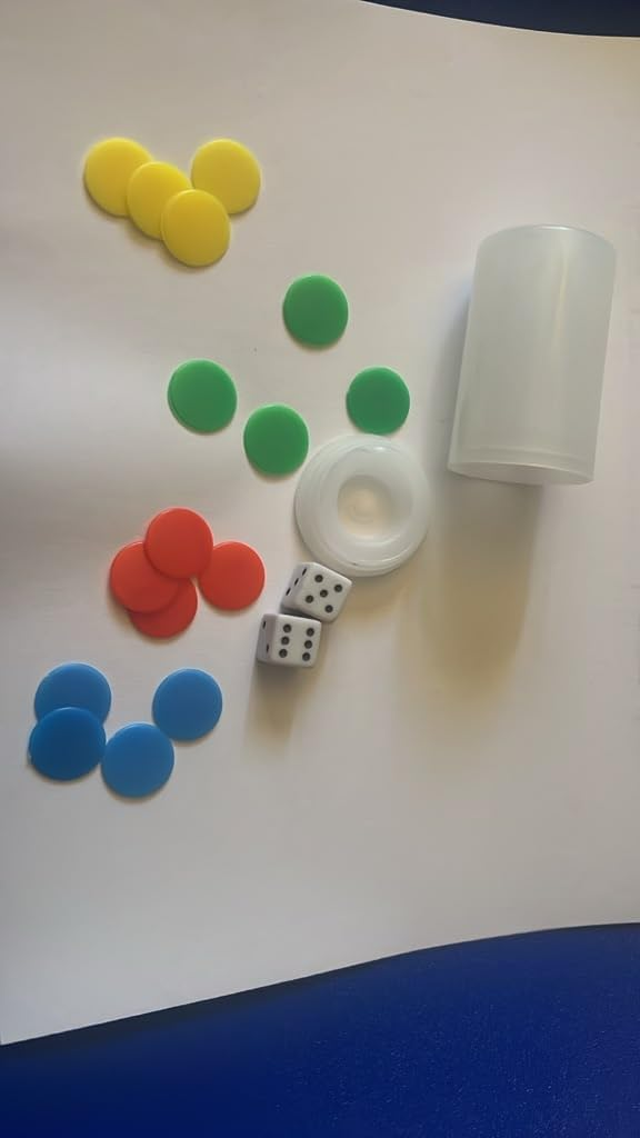 Ludo board game replacement accessories - colorful tokens, dice and dice cup