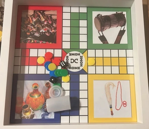 African Ludo Board Game with cultural artwork